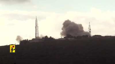 Hezbollah targeting the Israeli military base in Branit, Upper Galilee, with two 500kg 