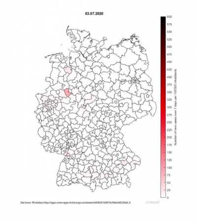 Entwicklung der 7-Tage-Inzidenz von Coronaf&auml;llen pro 100.000 Einwohner in den letzten 10 Monaten