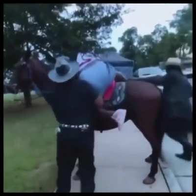 Either the horse is too weak or she's too.....