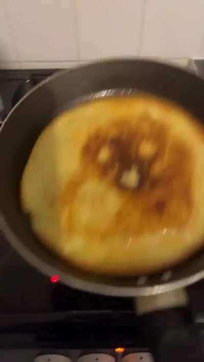My friend made pancakes after worrying she wouldn&rsquo;t be able to and asking me for tips and then sent me this, her exclamation of both joy and genuine eff you when she executed a perfect flip just made me belly laugh