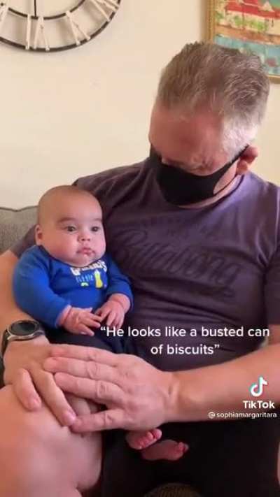 Busted can of biscuits crossed the line.