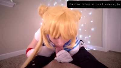 Sailor Moon sucks the cum out of his balls