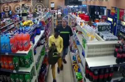 New York The individual with the backpack was supposedly stealing merchandise from the store. This prompted the employee to kick out the person from an 7-Eleven Shop.