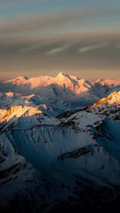 Sunrise lighting up the Mt. Blanc massif.