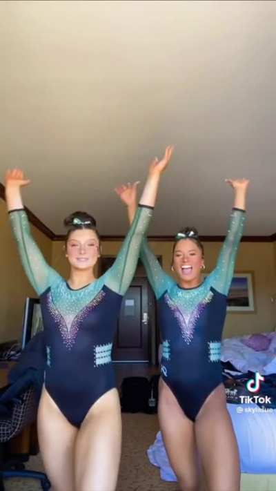 Skyla Schulte &amp;amp; Giana Kalefe of Michigan State University 💚🤍🤸&zwj;♀️