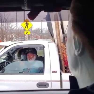 On the road with a Michael Myers mask
