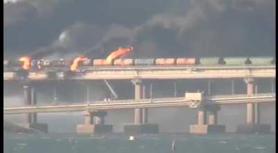 Footage of the damage to the bridge