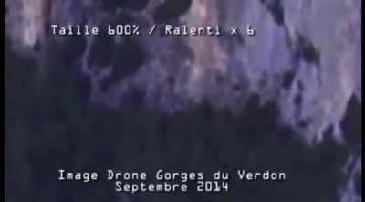 Drone footage of a UFO in Gorges du Verdon (Canyon). UFO phase shifts thru solid rock. September 2014
