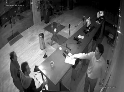Guy refuses to have his temperature checked, tries to beat the Hotel employee, gets his ass kicked.