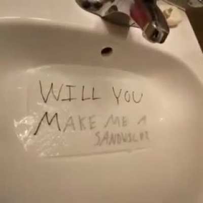 Proposing to a sandwichmaker.