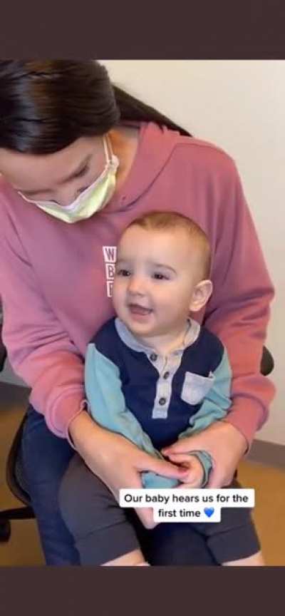 Baby hearing for the first time