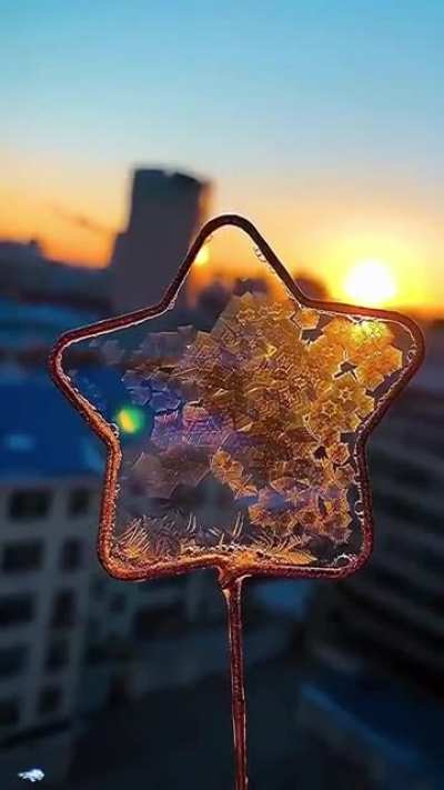 Thin film of soapy water freezing at -30&deg;C.