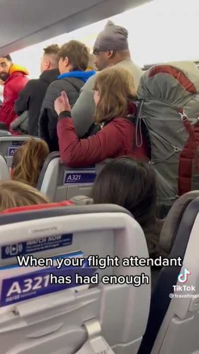 flight attendant has no time for bs today