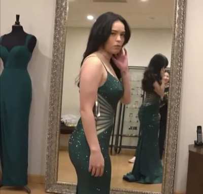 Valkyrae shows off her perfect figure in a dress