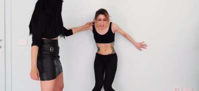 Stella punched and knee&rsquo;d in her toned stomach pt 2