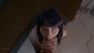 Hinata from Naruto cosplayer sucks cock and gets her face fucked