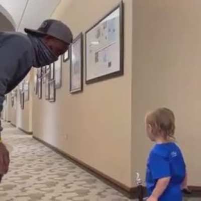 We're not crying, you&rsquo;re crying. Blake Leeper, an eight-time Paralympic medalist and world record holder, inspired two-year-old KJ who was trying out his prosthetic leg for the first time ❤️