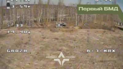 FPV Drones of the Freedom of Russia Legion attacking Russian BMD-2&rsquo;s.