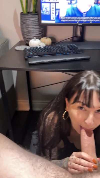 Doesn&rsquo;t matter what he&rsquo;s doing, he knows I&rsquo;ll suck his cock anywhere