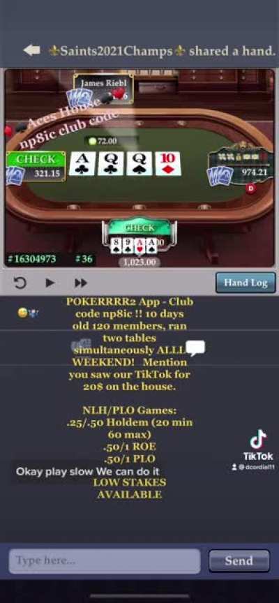 we run a low stakes poker room where as little as a 20$ entry by the end of our 15-16 hour consistent games can reach CRAZY 💰💸💵🤑(pic below). &diams;️&spades;️ACES HOUSE&clubs;️&hearts;️ np8ic 💦splash pots💦 Referral bonus 50ea🗣🗣 Come WIN OUR FREEROLL this saturday! 9 straight days 