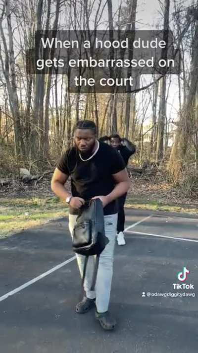 When a hood dude gets embarrassed on the court😂