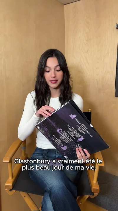 Olivia unboxing her live from Glastonbury vinyl