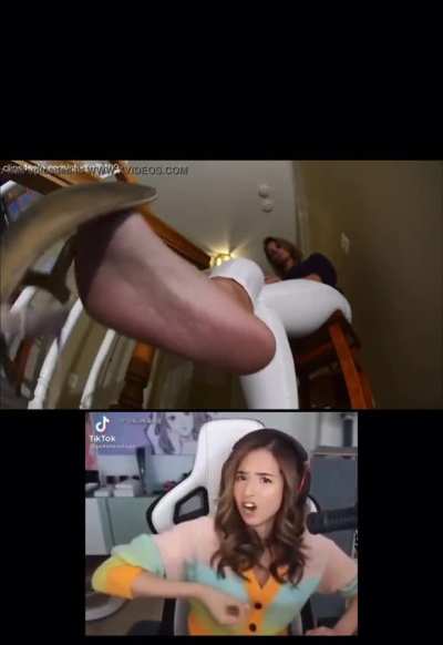 Jerk off to the big wide feet/soles dangling with pokimane giving the hand motion joi