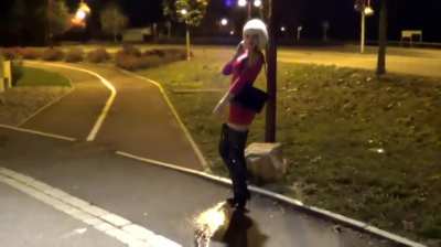 Out in the street.