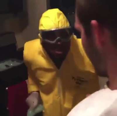 He's cooking