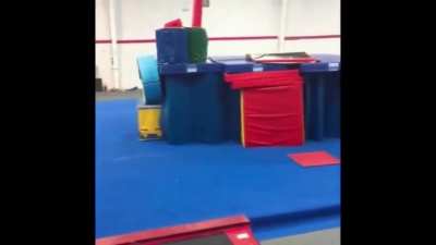 Dude running around gymnastics area (ignore bottom caption)