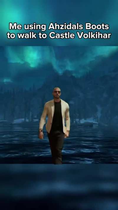 using Ahzidals Boots to walk to Castle Volkihar