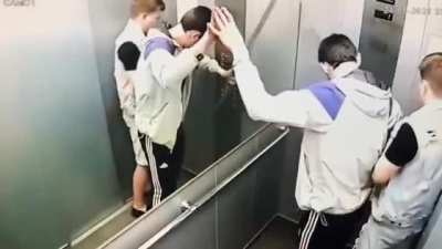 Idiots fight elevator