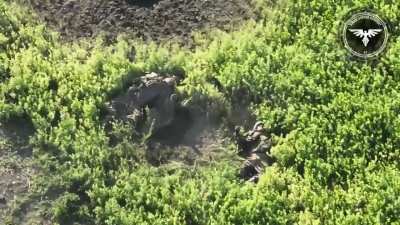 Last remnants of a Russian assault group equipped with dirt bikes after a failed assault are met with FPV drones