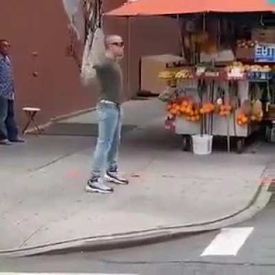Two stand users dueling in New York.