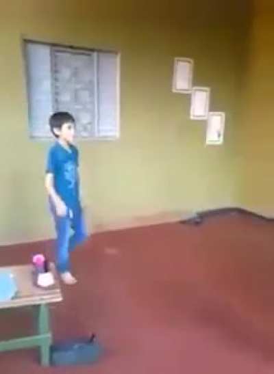That kid watched too much of Cobra Kai