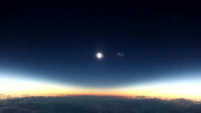 Solar Eclipse from a plane in mid-flight.