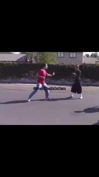 When homie started to doing karate poses he should&rsquo;ve just ran for his life 💀