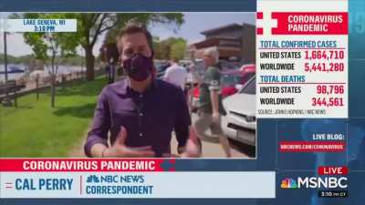 MSNBC Reporter: &ldquo;Look, you can see here, nobody's wearing [masks].&rdquo; Bystander: "Including the Cameraman &mdash; Half your crew&rsquo;s not wearing them!&rdquo;