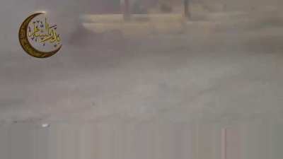 A pair of AZP S-60 technicals lay down fire in support of a Badr al-Sham assault on the village of Arza - 2014