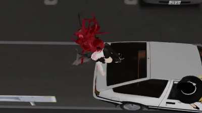 Koakuma walks past the street peacefully