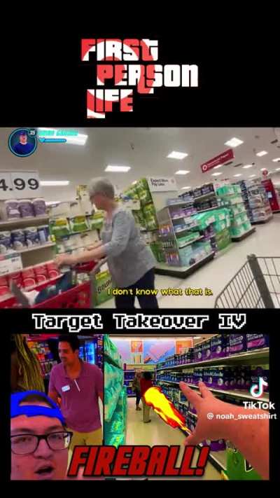 TikToker plays imaginary games and goes shirtless in store