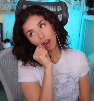 Whenever my friend comes over and my gf [Pokimane] gets bored of hearing me talk, she starts to make suggestive gestures towards him like this&hellip;