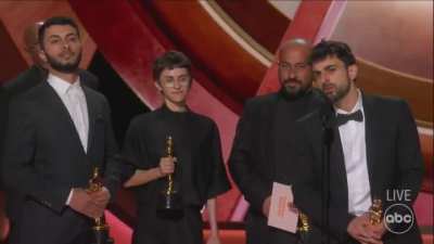 "No Other Land" director Basel Adra after winning the Oscar for best documentary: "We call on the world to take serious actions to stop the injustice and to stop the ethnic cleansing of Palestinian people"