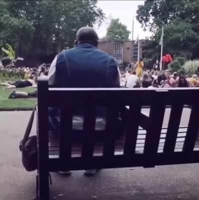 This man in a park in London, England started singing &rdquo;Livin' on a Prayer&rdquo; by Bon Jovi and the whole park joined in.
