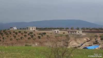 Syrian rebel fighters pursuing remnants of routed Hezbollah units and other Iran back militias. (Music form source)