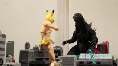"Godzilla VS Pexachu&ndash;" Shades of Jojo and Attack on Titan for the discerning eye.