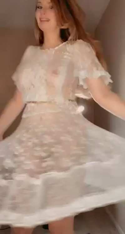 Twirling in my sheer lace &ldquo;tea dress&rdquo; from the 1920s (normally a slip would be worn underneath)