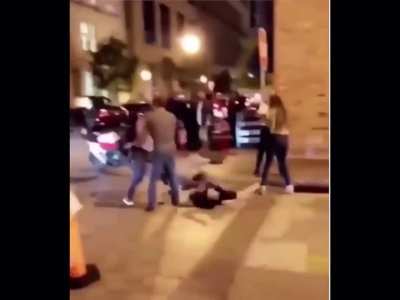 Kicking a guy&rsquo;s bike.