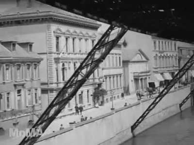 Amazingly well preserved film footage of Germany in 1902 taken from a suspended "flying" train.