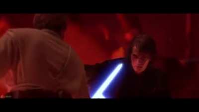 Obi-Wan vs Darth Vader but everytime the lightsabers touch Palpatine says 